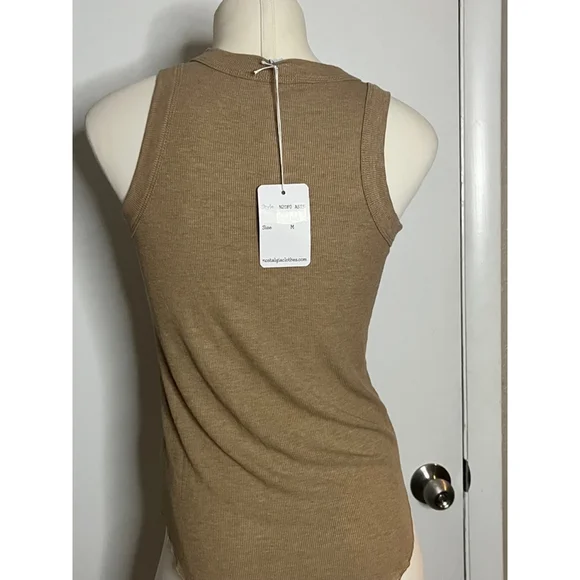 nwt womens tank top by nostalgia brown ribbed preshrunk size small - Picture 2 of 9
